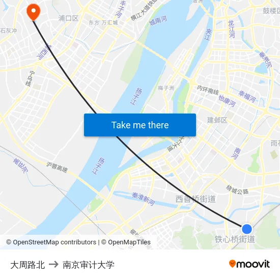 大周路北 to 南京审计大学 map