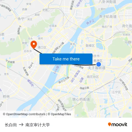 长白街 to 南京审计大学 map