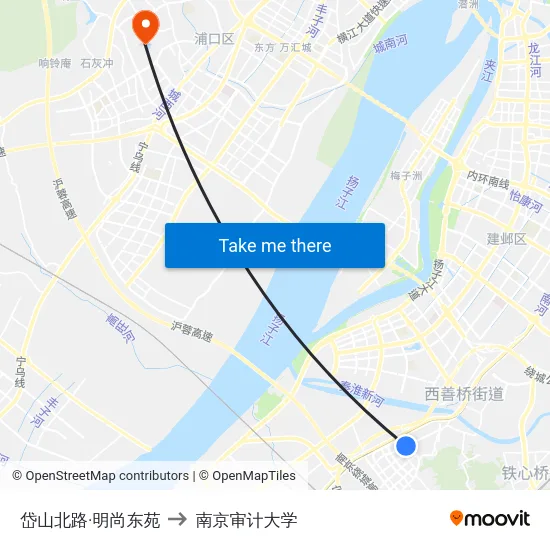 岱山北路·明尚东苑 to 南京审计大学 map
