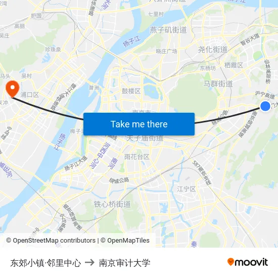 东郊小镇·邻里中心 to 南京审计大学 map