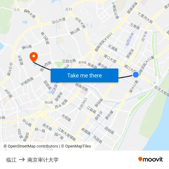 临江 to 南京审计大学 map