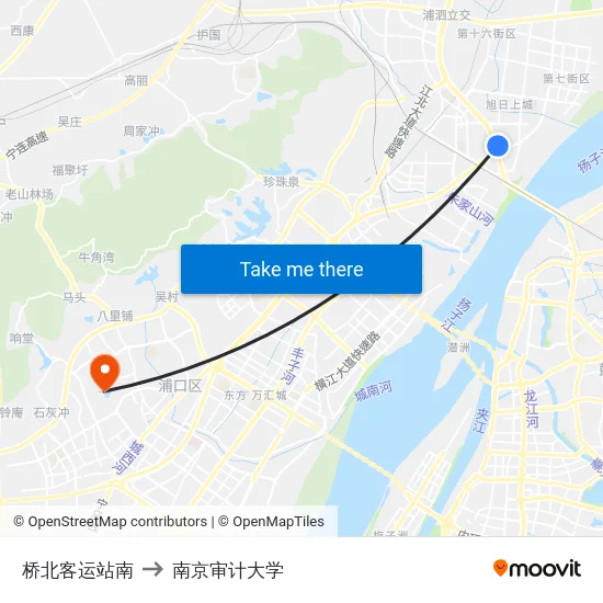 桥北客运站南 to 南京审计大学 map