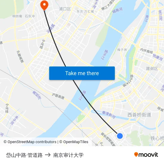 岱山中路·管道路 to 南京审计大学 map