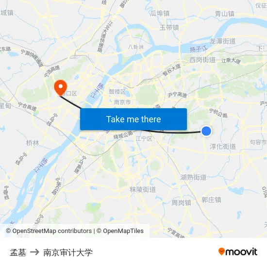 孟墓 to 南京审计大学 map