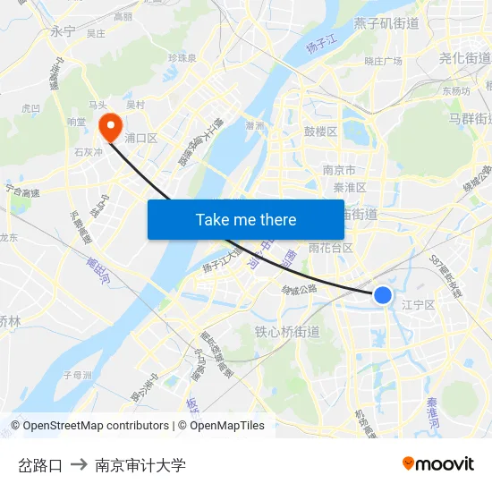 岔路口 to 南京审计大学 map