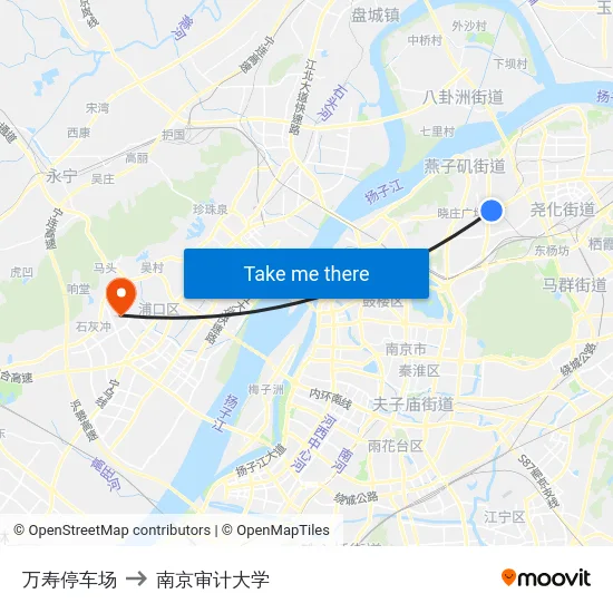 万寿停车场 to 南京审计大学 map