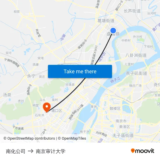 南化公司 to 南京审计大学 map