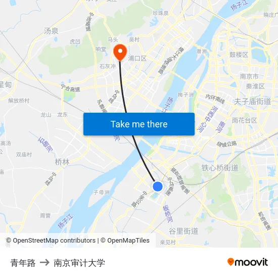青年路 to 南京审计大学 map
