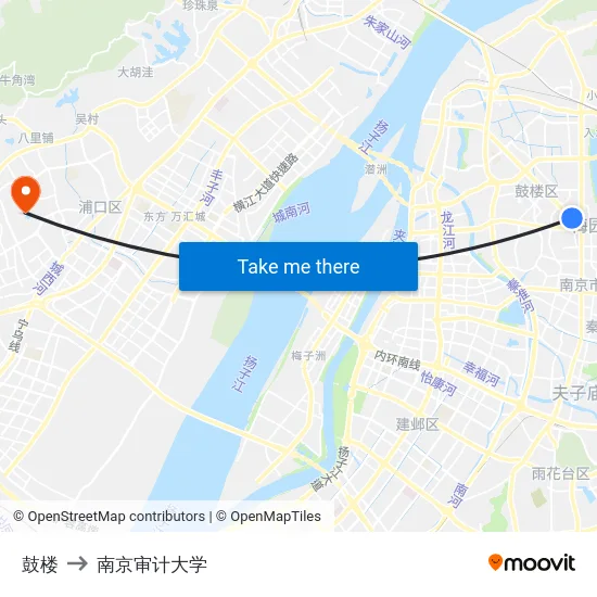 鼓楼 to 南京审计大学 map