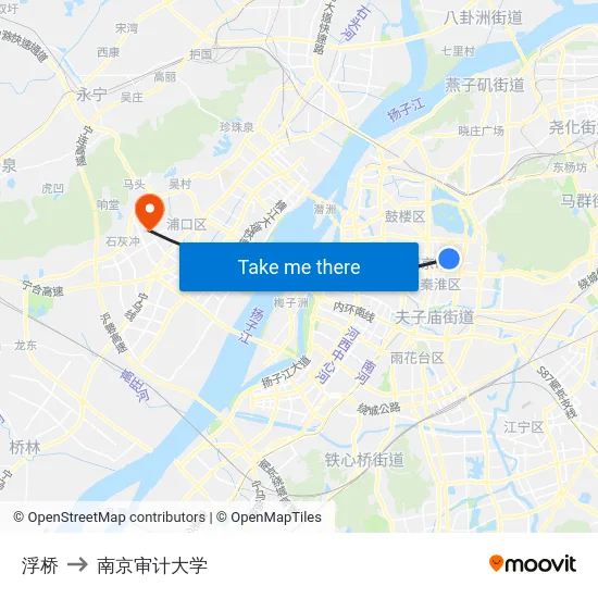 浮桥 to 南京审计大学 map