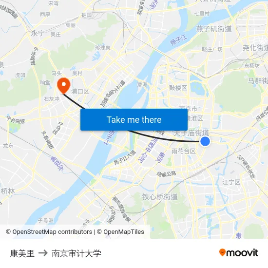 康美里 to 南京审计大学 map
