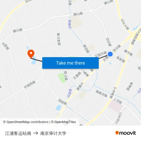 江浦客运站南 to 南京审计大学 map