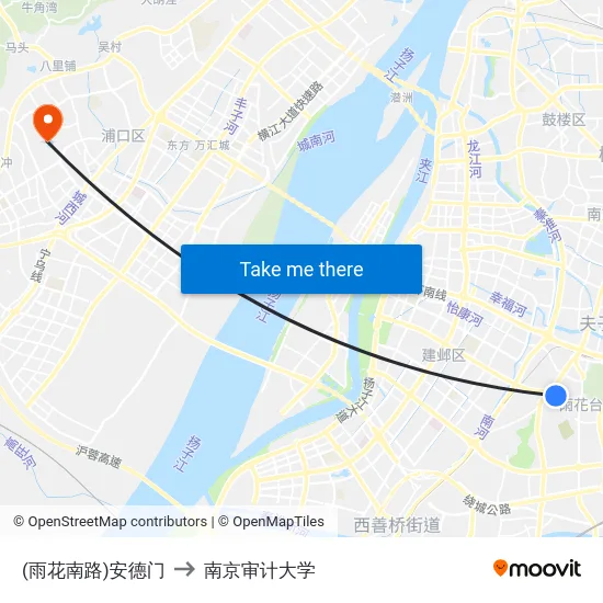 (雨花南路)安德门 to 南京审计大学 map