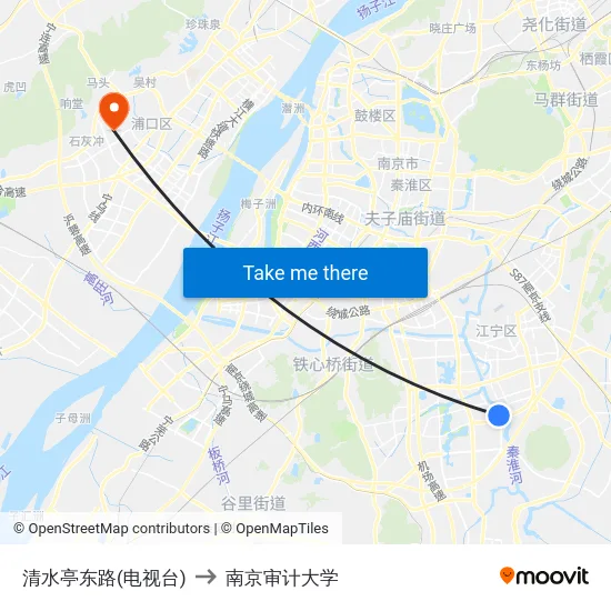 清水亭东路(电视台) to 南京审计大学 map