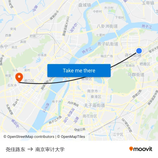 尧佳路东 to 南京审计大学 map