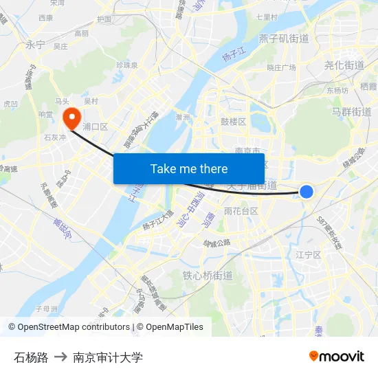 石杨路 to 南京审计大学 map