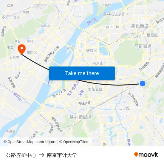 公路养护中心 to 南京审计大学 map