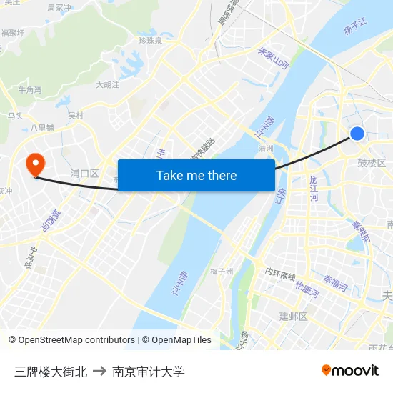 三牌楼大街北 to 南京审计大学 map
