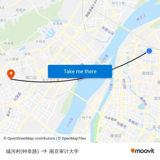 城河村(钟阜路) to 南京审计大学 map
