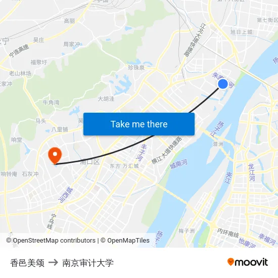 香邑美颂 to 南京审计大学 map