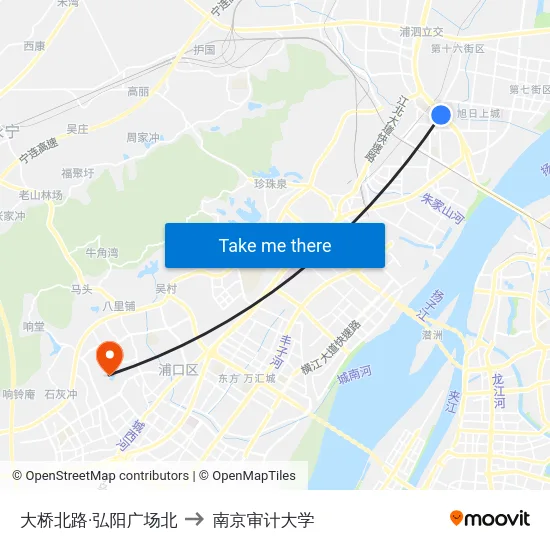 大桥北路·弘阳广场北 to 南京审计大学 map