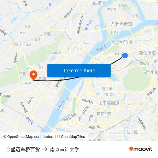 金盛迈皋桥百货 to 南京审计大学 map