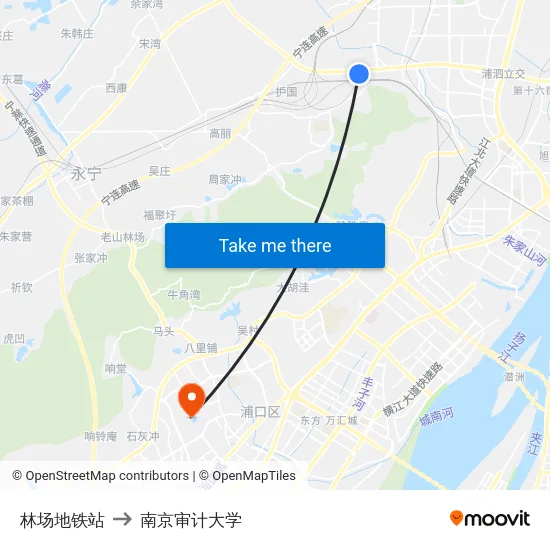 林场地铁站 to 南京审计大学 map
