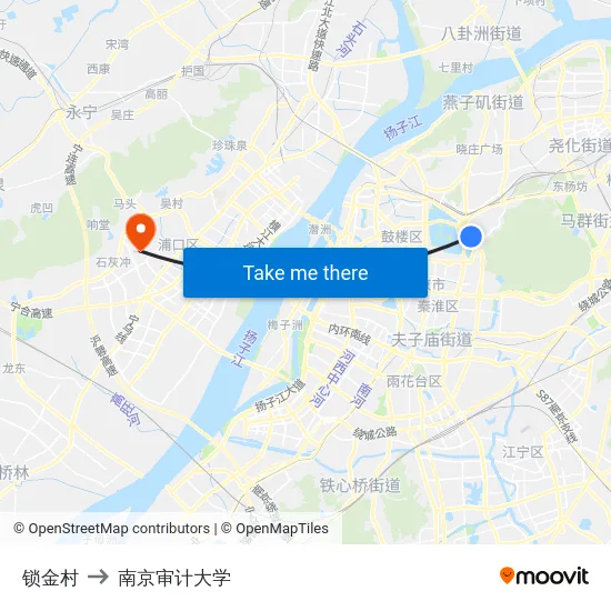 锁金村 to 南京审计大学 map