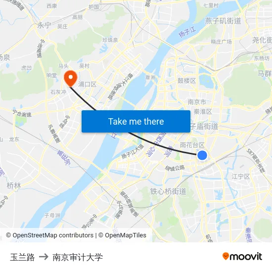 玉兰路 to 南京审计大学 map