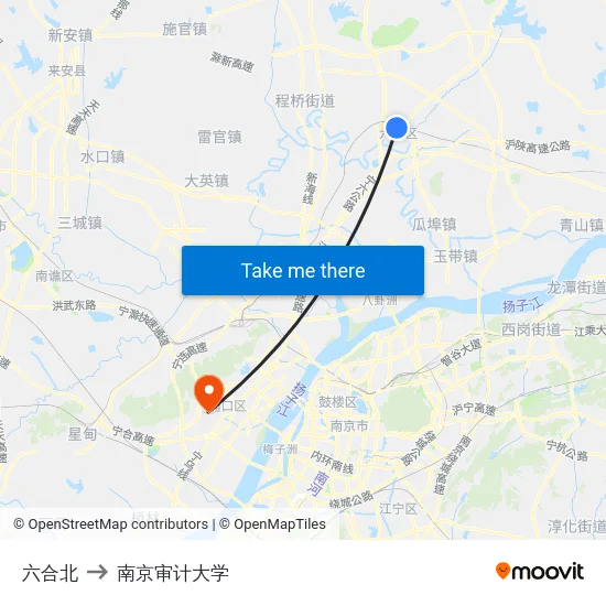 六合北 to 南京审计大学 map