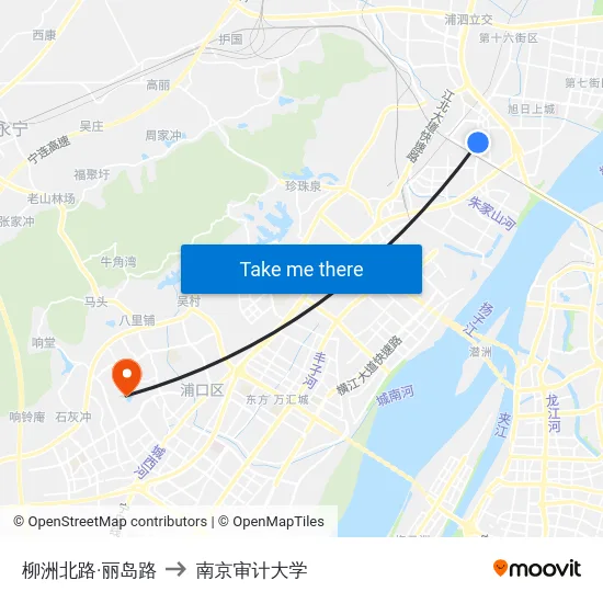 柳洲北路·丽岛路 to 南京审计大学 map