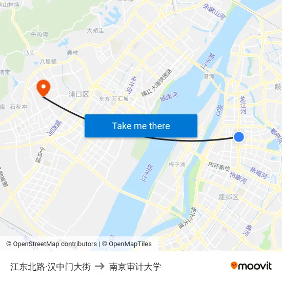 江东北路·汉中门大街 to 南京审计大学 map