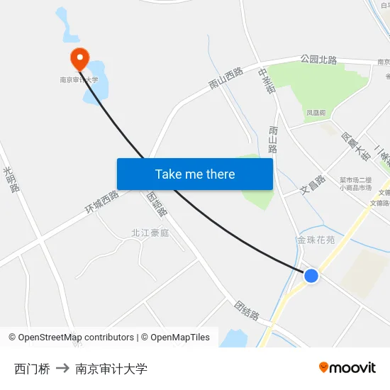 西门桥 to 南京审计大学 map