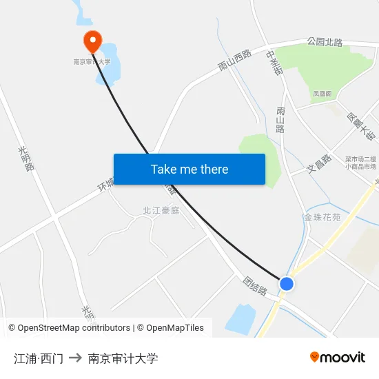 江浦·西门 to 南京审计大学 map