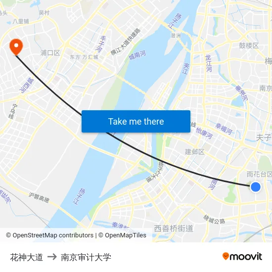 花神大道 to 南京审计大学 map