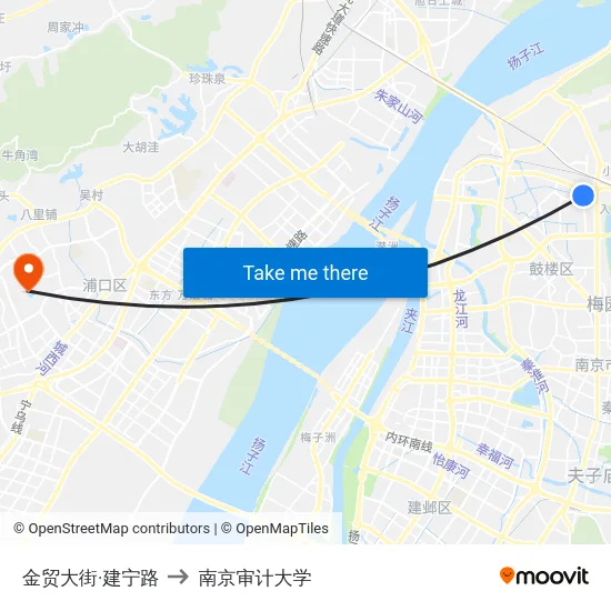 金贸大街·建宁路 to 南京审计大学 map