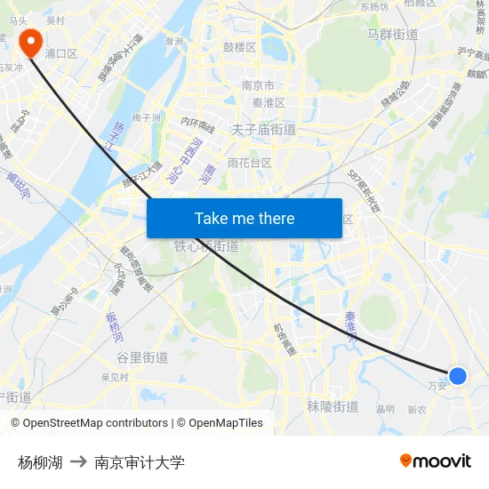杨柳湖 to 南京审计大学 map