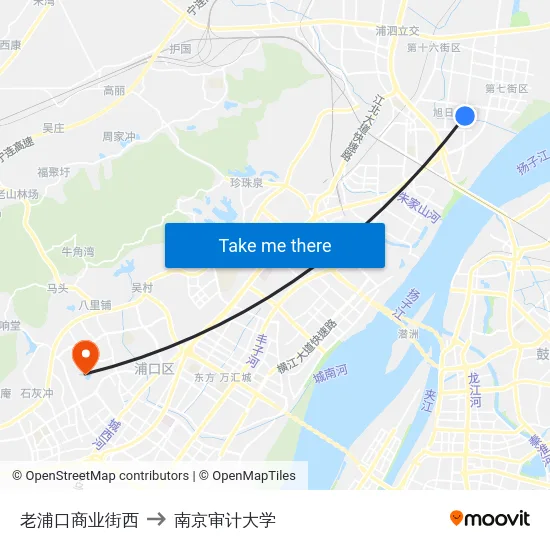 老浦口商业街西 to 南京审计大学 map