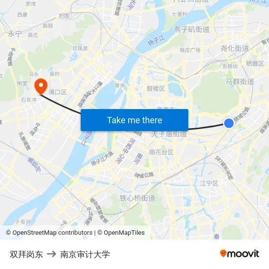 双拜岗东 to 南京审计大学 map