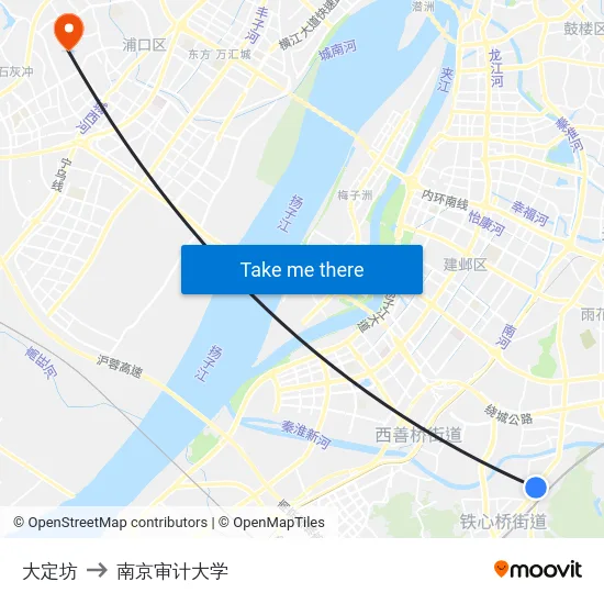 大定坊 to 南京审计大学 map