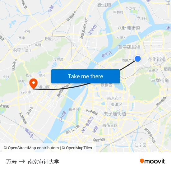 万寿 to 南京审计大学 map