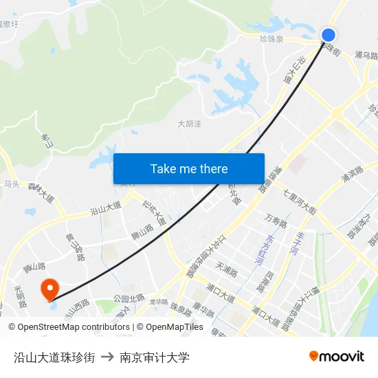沿山大道珠珍街 to 南京审计大学 map