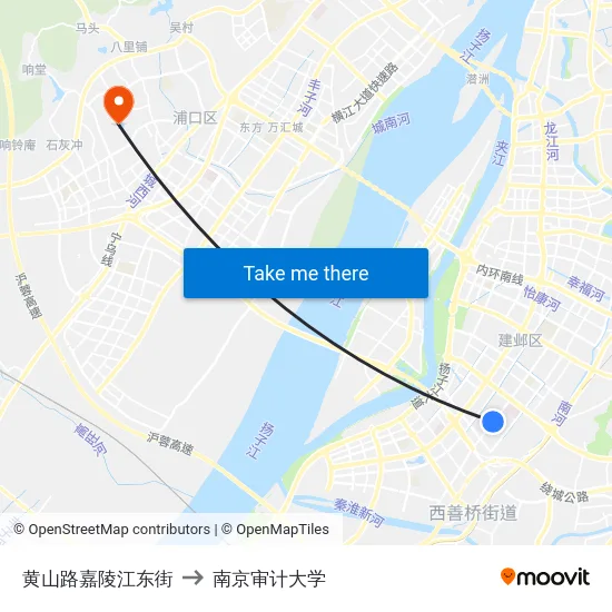 黄山路嘉陵江东街 to 南京审计大学 map