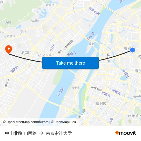 中山北路·山西路 to 南京审计大学 map