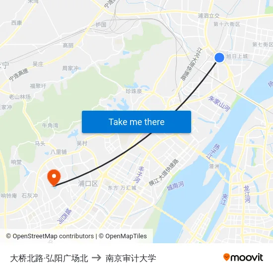 大桥北路·弘阳广场北 to 南京审计大学 map