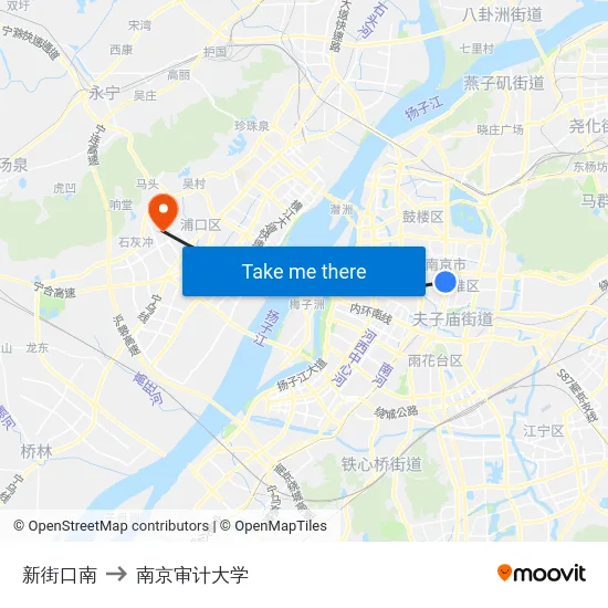新街口南 to 南京审计大学 map
