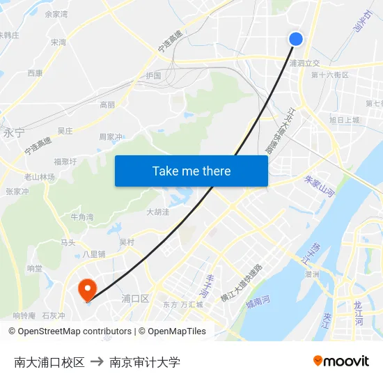 南大浦口校区 to 南京审计大学 map