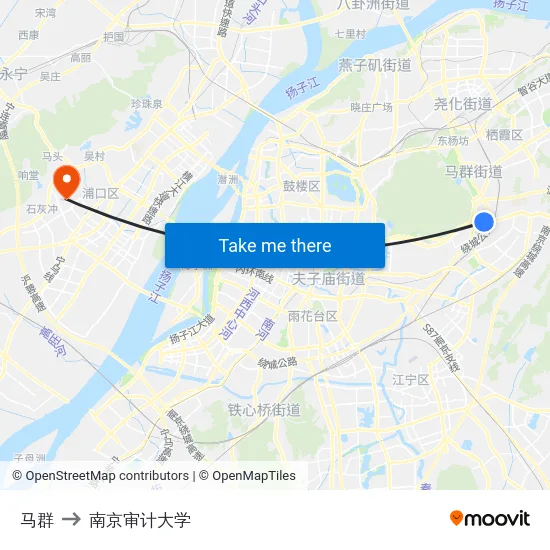 马群 to 南京审计大学 map