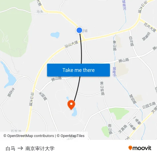 白马 to 南京审计大学 map