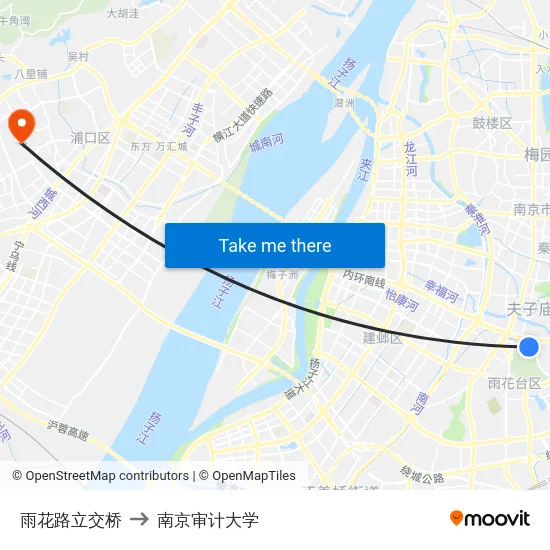 雨花路立交桥 to 南京审计大学 map